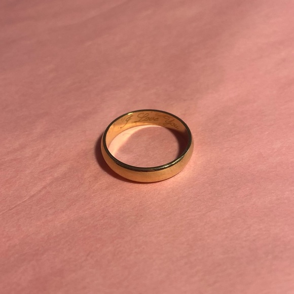 18k Gold Wedding Engagement Ring Band I Love You Engraved - Picture 5 of 7